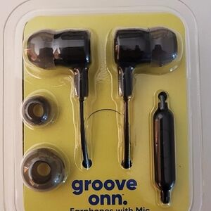groove Black Earbud Headphones with Mic